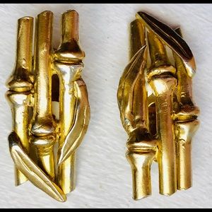CELINE VINTAGE 18K GOLD-PLATED BAMBOO EARRINGS